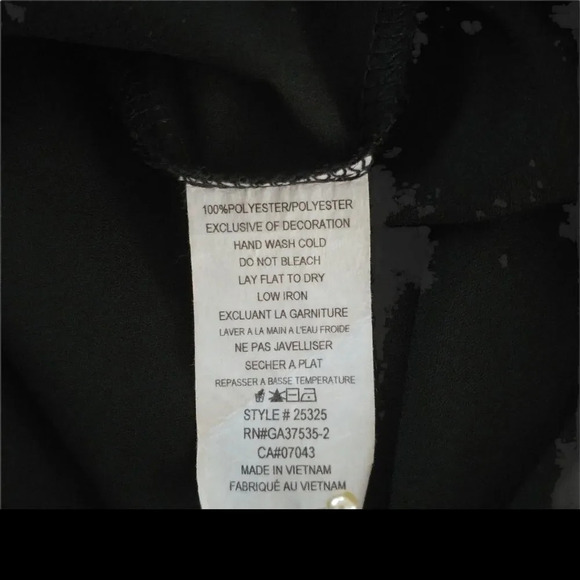 Monteau Swing Back Closure Fringe Semi-Sheer Crocheted Lace Black Top  Blouse S - Picture 8 of 8